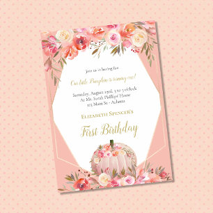 Invitation Elégant Anniversaire de 1 an Citrouille Rose Gold
