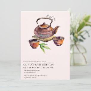 Invitation Elégant anniversaire de fête du thé