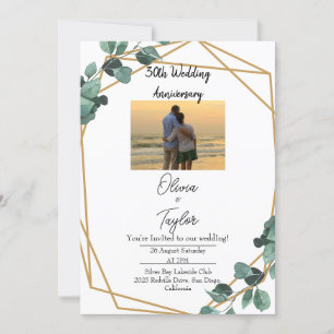 Invitation Élégant Anniversaire de Mariage à la Verdure Émera