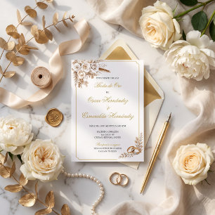 Invitation Élégant Anniversaire de Mariage de 50 ans Floral O