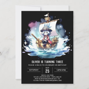 Invitation Elégant anniversaire de pirate imprimable