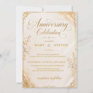 Invitation Élégant Anniversaire Floral