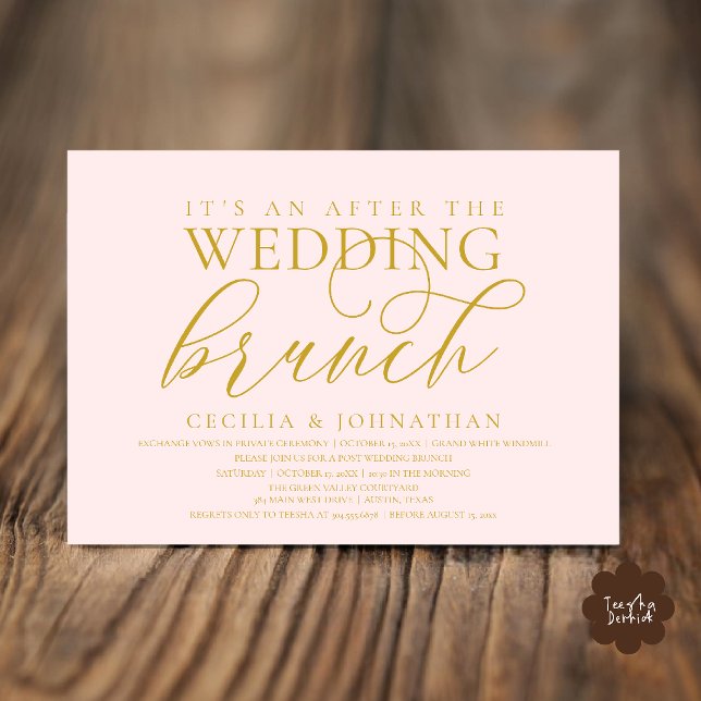 Invitation Élégant Après le Brunch de Mariage Moderne Rose Do (Modern Elegant After The Wedding Brunch Celebration Invitation Card in Blush Gold)