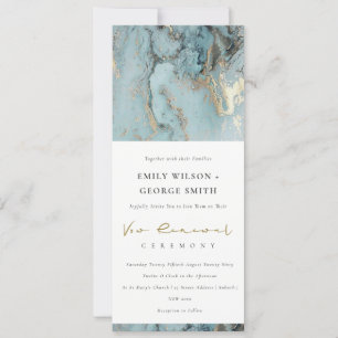 INVITATION ÉLÉGANT AQUA DUSKY BLUE GOLD AGATE VOW RENOWAL