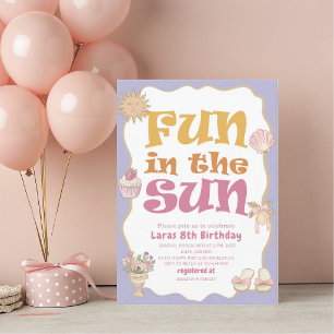 Invitation Élégant Aquarelle Amusement au soleil 8ème Anniver