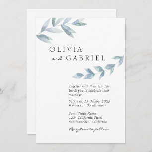 Invitation Elégant aquarelle aquarelle feuillage mariage bota
