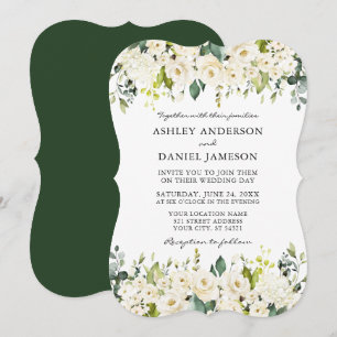 Invitation Elégant Aquarelle Blanc Floral Mariage