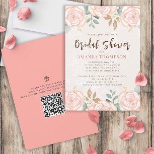 Invitation Elégant aquarelle Blush Floral Greenerage Foliage