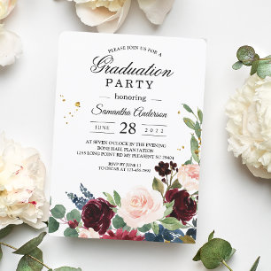 Invitation Elégant Aquarelle Bourgogne Broussaillement & gout