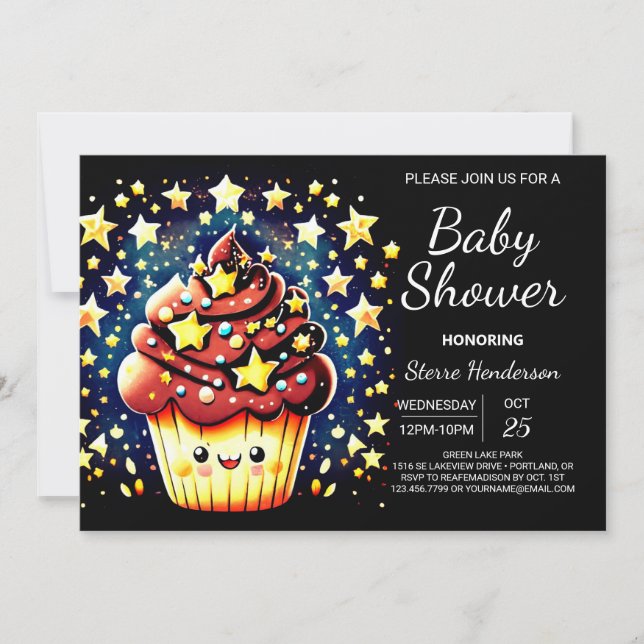 Invitation Elégant aquarelle en ligne Muffin Boy Baby shower (Devant)