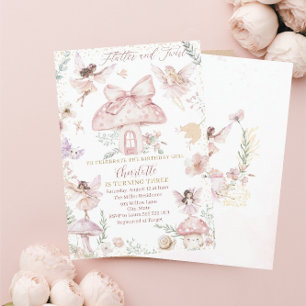 Invitation Elegant aquarelle Fairy fait trois ans