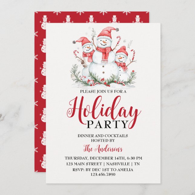 Invitation Elégant aquarelle Festive Festive Fête (Devant / Derrière)