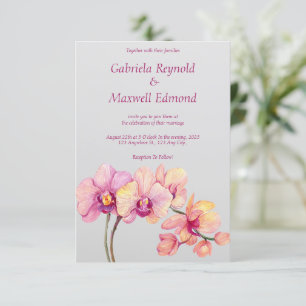 Invitation Elégant Aquarelle Fleurs Orchidées Mariage