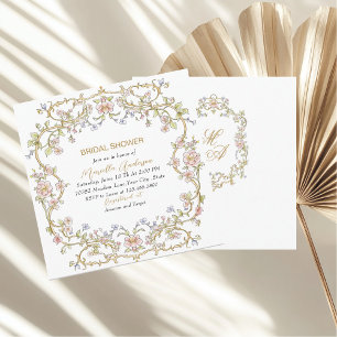 Invitation Elégant aquarelle Fleurs Rétro Cadre Mondial de Ma