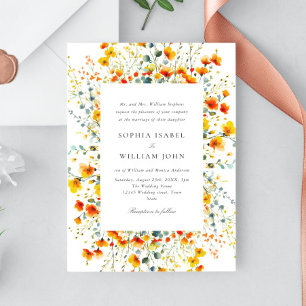 Invitation Elégant Aquarelle Fleurs sauvages Mariage