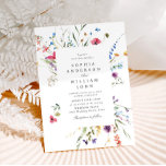 Invitation Elégant Aquarelle Fleurs sauvages Mariage<br><div class="desc">Pour plus de personnalisation,  cliquez sur "Personnaliser ce modèle",  puis sur "Modifier à l'aide de l'outil de conception". Élégant éditable facile à utiliser modèles mariage,  plus d'articles disponibles dans le magasin (invitations,  rsvp,  cartes de remerciements,  papeterie & décoration). Si vous avez besoin d'aide ou d'articles correspondants,  veuillez me contacter.</div>