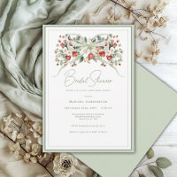 Élégant aquarelle florale fraise mariage
