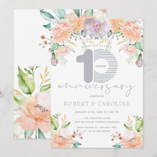 Invitation Élégant aquarelle florale mariage anniversaire