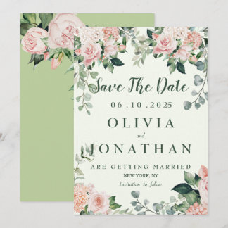 Invitation Élégant aquarelle florale rose vert