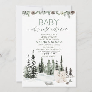 Invitation Elégant aquarelle il fait froid dehors Baby shower