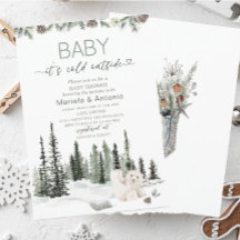 Elégant aquarelle il fait froid dehors Baby shower