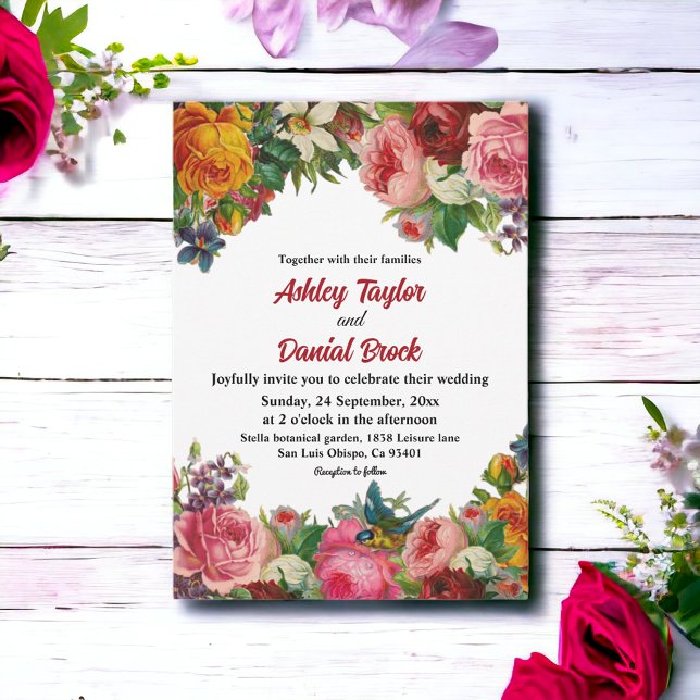 Invitation Elégant Aquarelle Jardin Botanique Mariage Floral (Créateur téléchargé)