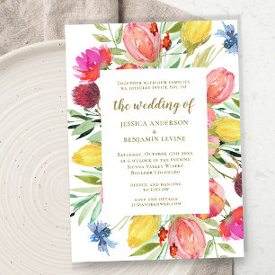 Invitation Élégant Aquarelle Jardin Floral Mariage intemporel