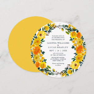Invitation Elégant Aquarelle Jaune Botanique Floral Mariage