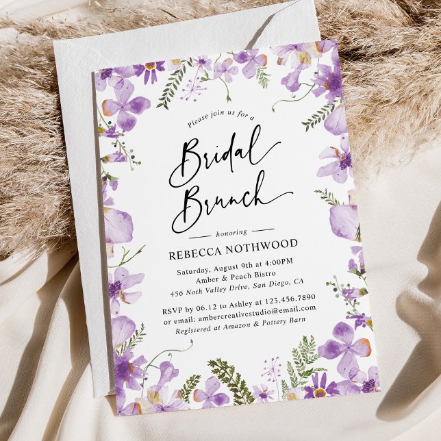 Invitation Élégant Aquarelle Lavande Brunch nuptial (Créateur téléchargé)