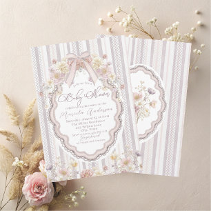 Invitation Élégant aquarelle pastel fleurs sauvages nœud dent