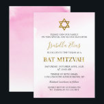 Invitation Elégant Aquarelle Pastel Pink Gold Bat mitzvah<br><div class="desc">Elégante aquarelle Pastel rose or Bat mitzvah Invitation</div>