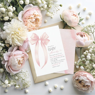 Invitation Elégant Aquarelle rose Bow Girl Baby shower