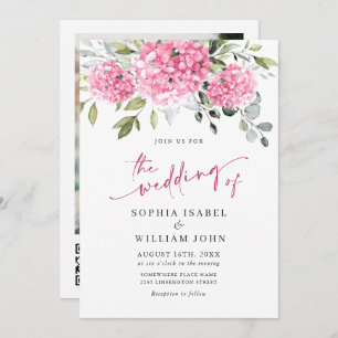 Invitation Elégant aquarelle rose Hydrangea Mariage photo