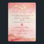Invitation Elégant Aquarelle rose rouge Ombre Bat mitzvah or<br><div class="desc">Célébrez vos filles Bat mitzvah avec un thème d'aquarelle rouge et rose sombre. Cette invitation présente un arrière - plan d'eau sombre avec de l'or.</div>