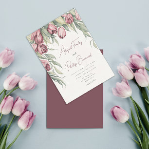 Invitation Elégant Aquarelle Simple Tulip Printemps Mariage