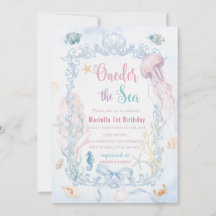 Élégant aquarelle sous la mer 1er anniversaire