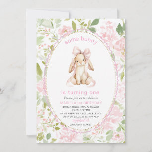 Invitation Élégant Aquarelle Un 1er Anniversaire some bunny G