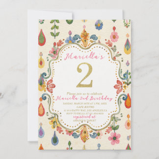 Invitation Élégant aquarelle un 2e anniversaire WhimsyFolk Ar