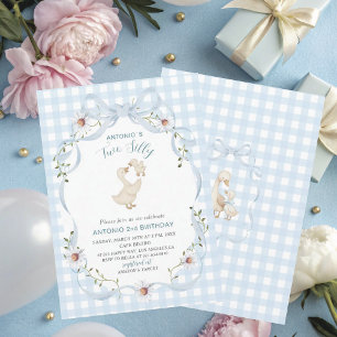 Invitation Élégant Aquarelle Un 2ème Anniversaire oie idiote