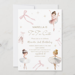 Invitation Élégant Aquarelle Un 2ème Anniversaire tutu mignon
