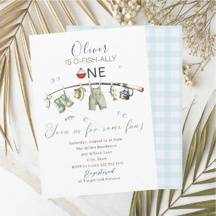 Invitation Élégant aquarelle Un petit pêcheur un anniversaire