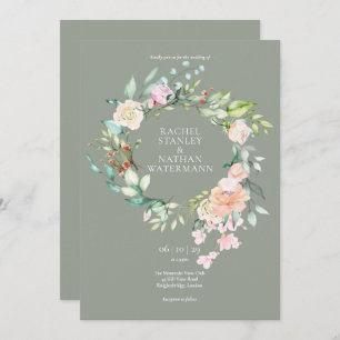 Invitation Elégant Aquarelle Verdure Floral Mariage
