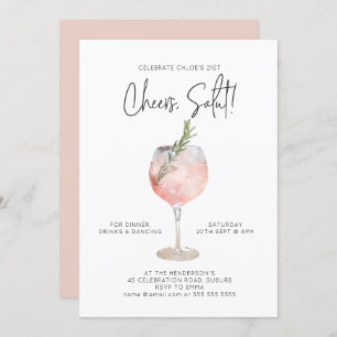 Invitation Elégant Aquarelle Vin Cocktail Party Rose 21e
