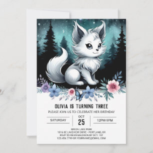 Invitation Elégant aquarelle Wolf Anniversaire