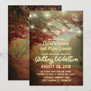 Invitation Élégant arbre automnal Mariage à cordes rustiques