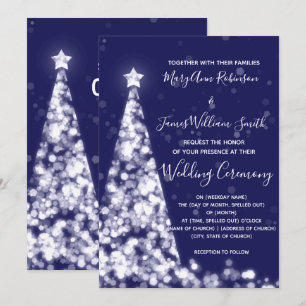 Invitation Elégant Arbre de Noël de la marine d'argent Mariag