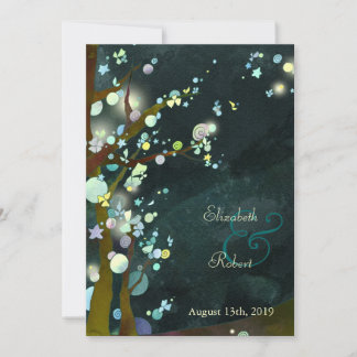 Invitation Élégant arbre thème Forêt Mariage vert