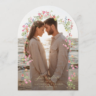 Invitation élégant arc de photo floral enregistrer la date ma