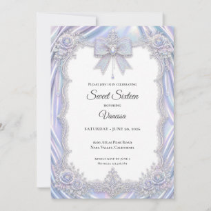 Invitation Élégant Arc-en-ciel Bow Sweet 16