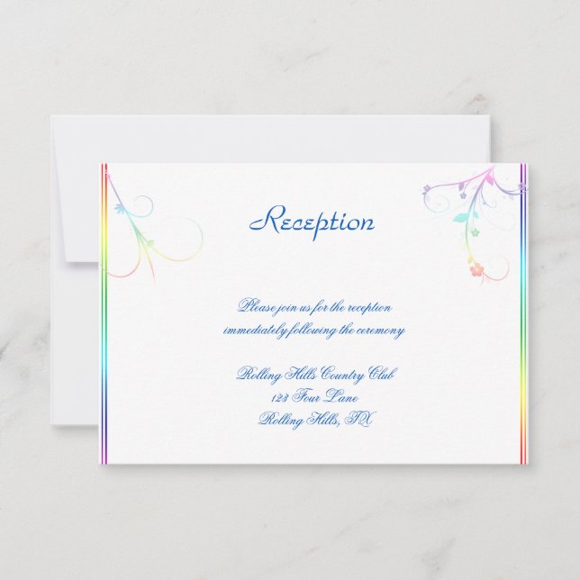 Invitation Elégant Arc-en-ciel Floral Gay Mariage Réception (Devant)